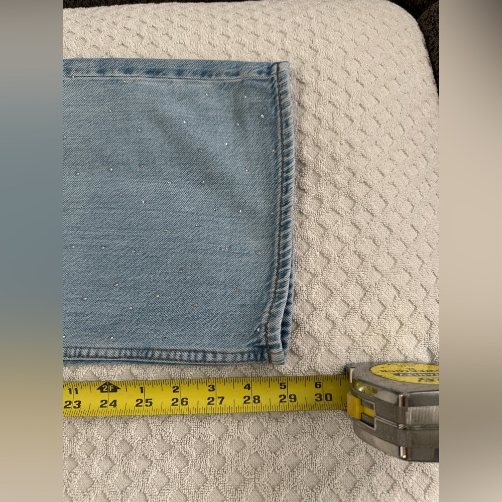 rag & bone Lori Mid Rise Wide Leg Rhinestone Denim Jean Light Wash Jewel Size 28 - Picture 12 of 14